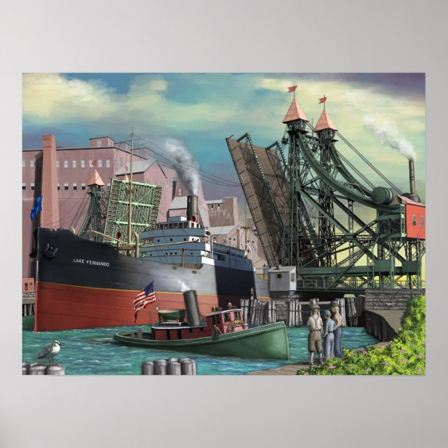 Großer Seefrachter, der durch den Jack Buffalo geh Poster (Vorne)