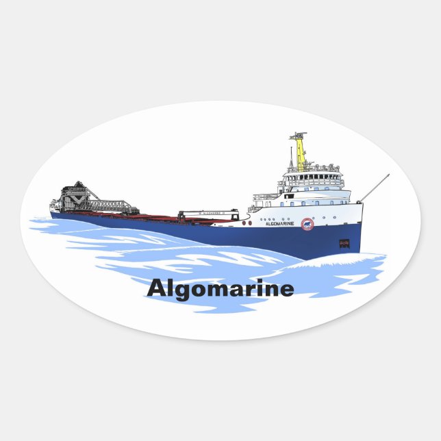 Großer Seenfrachter Algomarine Ovaler Aufkleber (Vorderseite)