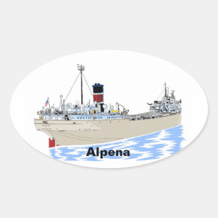 Großer Seenfrachter Alpena Ovaler Aufkleber
