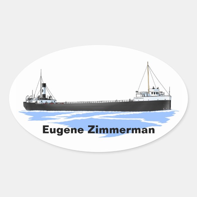 Großer Seenfrachter Eugene Zimmerman Ovaler Aufkleber (Vorderseite)