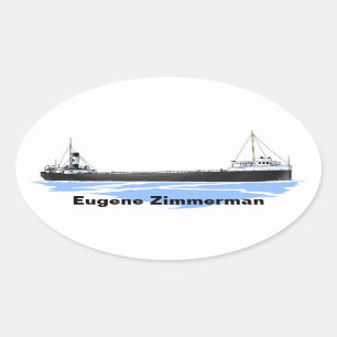 Großer Seenfrachter Eugene Zimmerman Ovaler Aufkleber