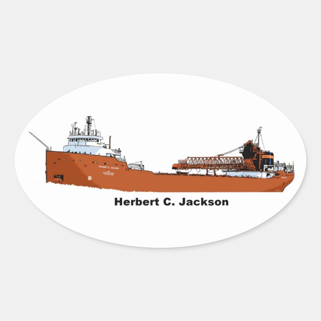 Großer Seenfrachter Herbert C. Jackson Ovaler Aufkleber (Vorderseite)