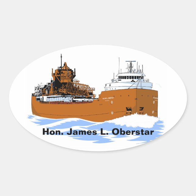 Großer Seenfrachter Hon. James L. Oberstar Ovaler Aufkleber (Vorderseite)