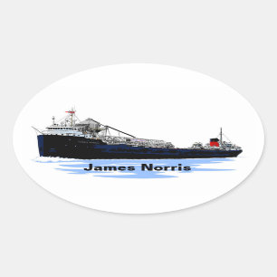 Großer Seenfrachter James Norris Ovaler Aufkleber