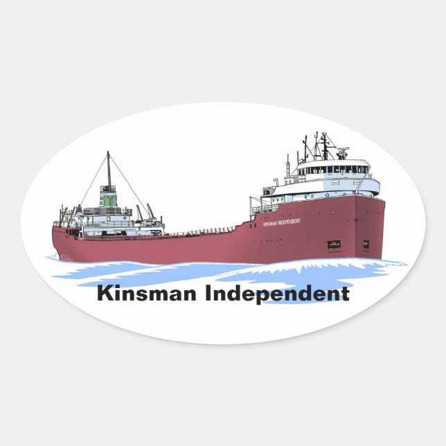Großer Seenfrachter Kinsman Independent Ovaler Aufkleber (Vorderseite)