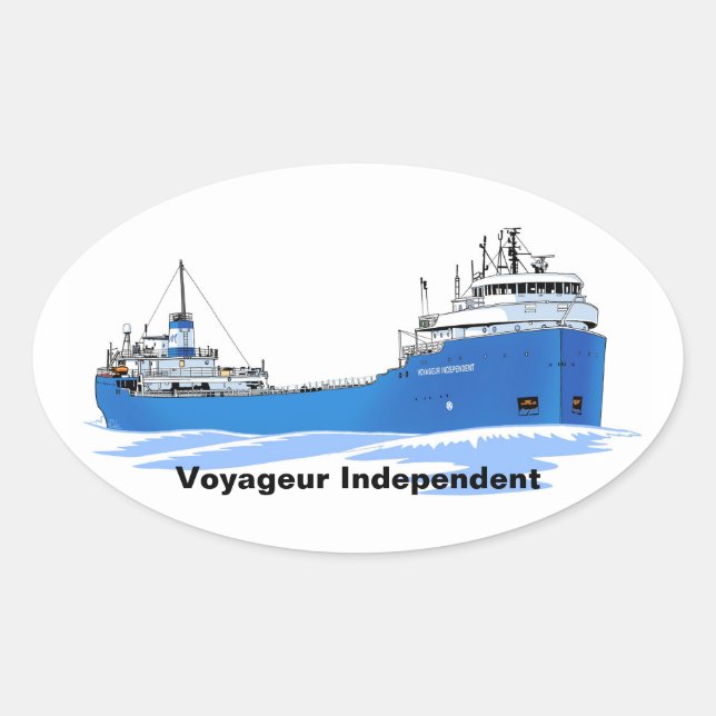 Großer Seenfrachter Voyageur Unabhängiger Ovaler Aufkleber (Vorderseite)