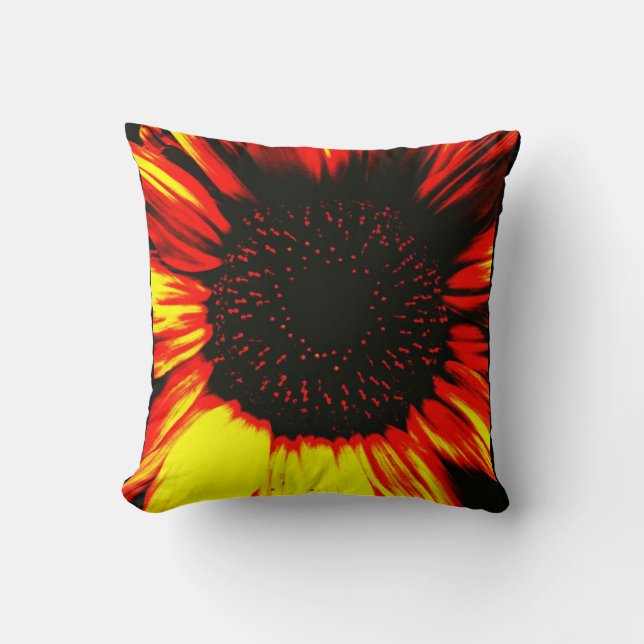 Großer Sonnenblumenkernkopf und -blätter Kissen (Vorderseite)