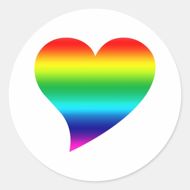 Grosser Stolz Regenbogenfarben Herz, Liebe, Weiß Runder Aufkleber (Vorderseite)