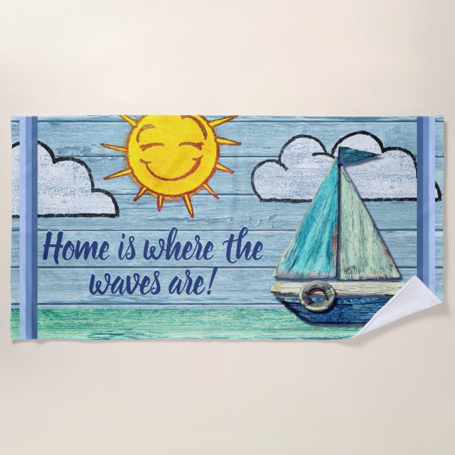 Grosser Strand Handtuch Waves Driftwood Beach (Vorderseite)