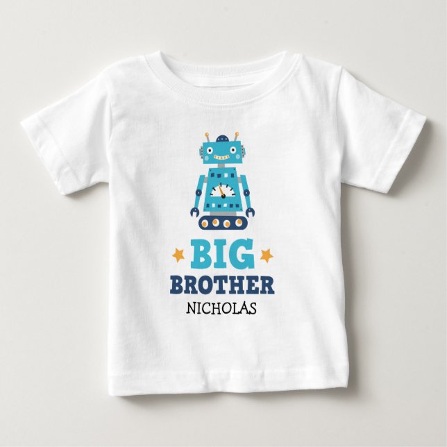 Grosser T - Shirt mit Retro-Roboter und Name (Vorderseite)