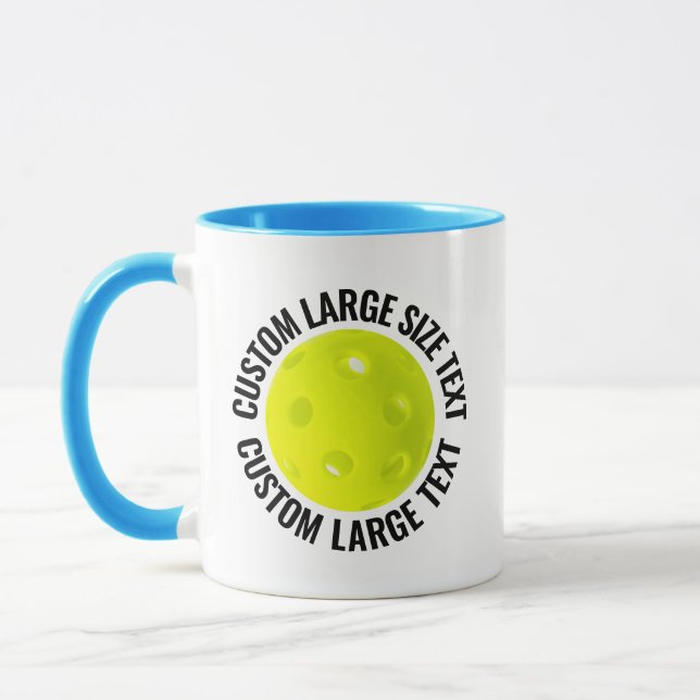 Großer Text HELLBLAU Combo 11oz Custom Pickleball Tasse (Links)