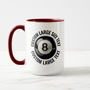 Großer Text MAROON Combo 15oz Custom 8 Ball Tasse