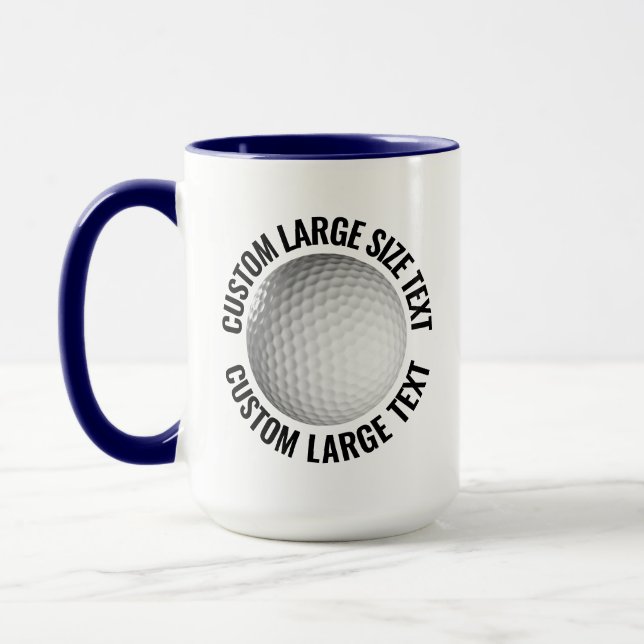 Großer Text NAVY BLAU Combo 15oz Custom Golf Tasse (Links)