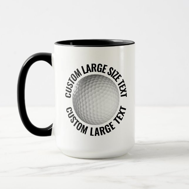 Großer Text SCHWARZ Combo 15oz Custom Golf Tasse (Links)