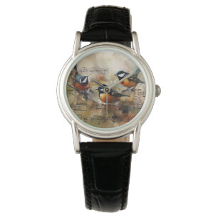 Großer Titmausvogel, auf einer Trennwand gemalt Armbanduhr