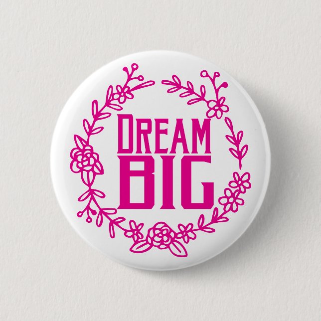 Großer Traum Rosa Blumenkranz Button (Vorderseite)