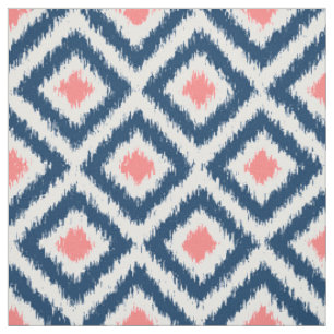 Großer Umfang blaues korallenrotes Ikat Stoff