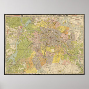 Großer Verkehrs-Plan Berlin 1908 – Historische Kar Poster