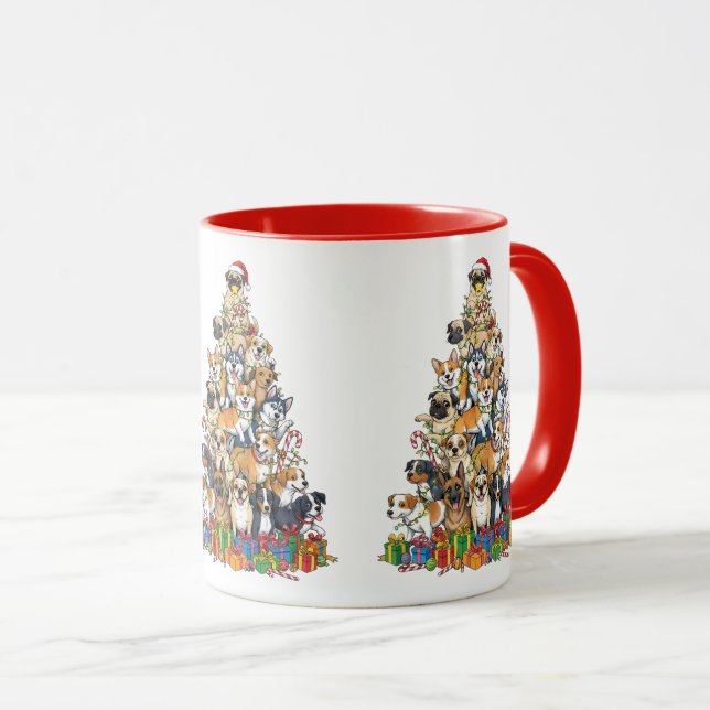Großer Weihnachtshundbaum – Festlicher Hund Tasse (VorderseiteRechts)