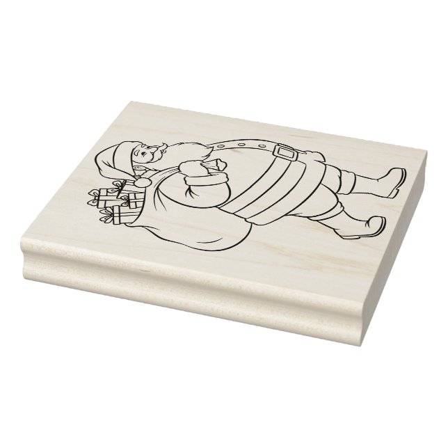 Großer Weihnachtsmann mit Geschenken Gummistempel (Stempel)
