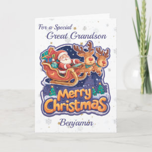 Großer Weihnachtsmann und Rentierweihnachtsfest Feiertagskarte