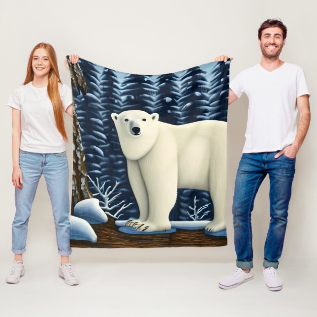Großer weißer Bär im Norden Fleecedecke (Beispiel)