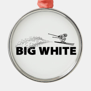 Großer Weißer Britisch-Kolumbianischer Skispringer Ornament Aus Metall