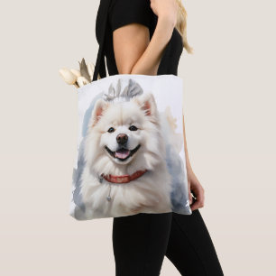 GROSSER WEISSER FLÜFFE SAMOYED HUND TASCHE