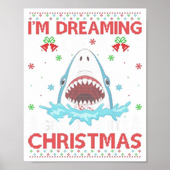 Großer Weißer Hai Hässlicher Weihnachtspullover Ha Poster (Vorne)
