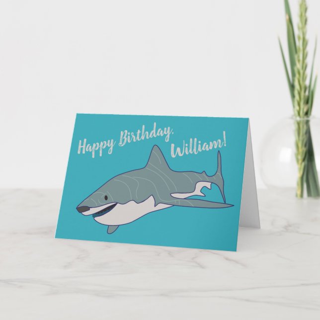 Großer Weißer Hai Personalisiert Geburtstag Karte (Vorderseite)