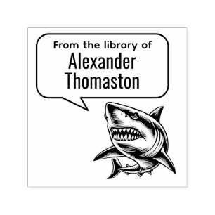 Großer Weißer Hai Sprechblase Bibliotheksbuch Name Permastempel