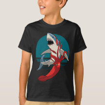 Großer Weißer Hai und Riesenfisch - Tintenfisch