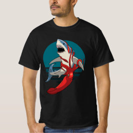 Großer Weißer Hai und Riesenfisch - Tintenfisch T-Shirt
