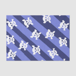 Grosser weißer Schädel und Crossbones auf blauen S Seidenpapier