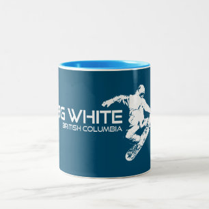 Großer Weißer Snowboarder aus British Columbia Zweifarbige Tasse