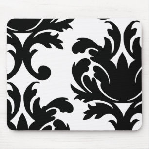 großer weißer und schwarzer, feiner Damast Mousepad