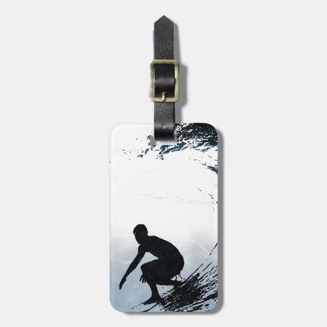 Großer Wellen-Surfer Gepäckanhänger (Vorderseite vertikal)