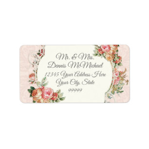 Größere Rücksendeadresse Elegante Vintage Rose Adressaufkleber