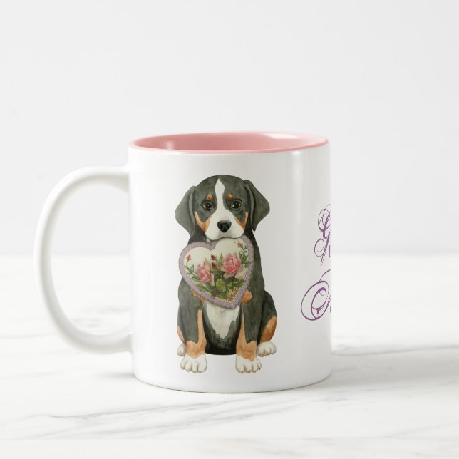 Größere Schweizer Gebirgshundeherz-Mama Zweifarbige Tasse (Links)