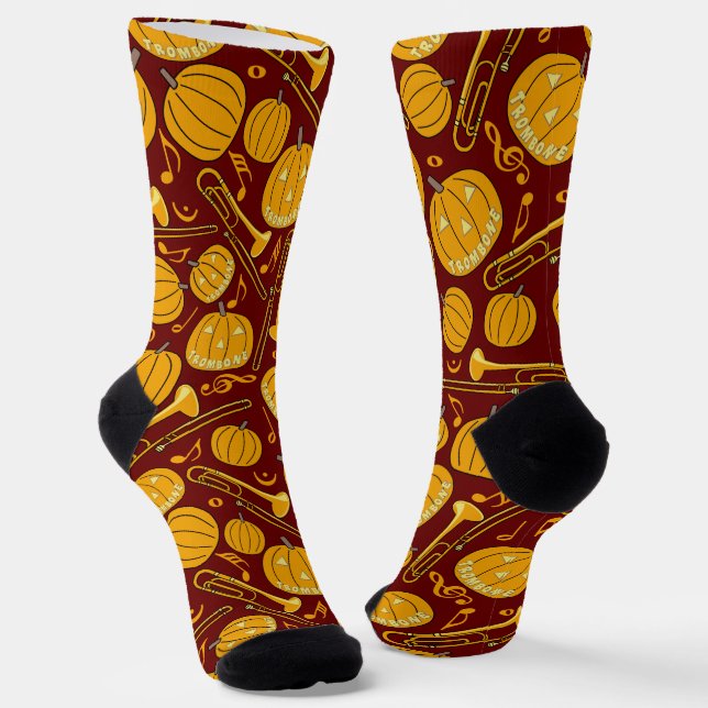 Größere Trombones Halloween KürkPattern Socken (Gewinkelt)