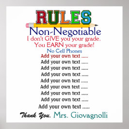 Größere Version Lehrer Klassenzimmer Regeln Poster
