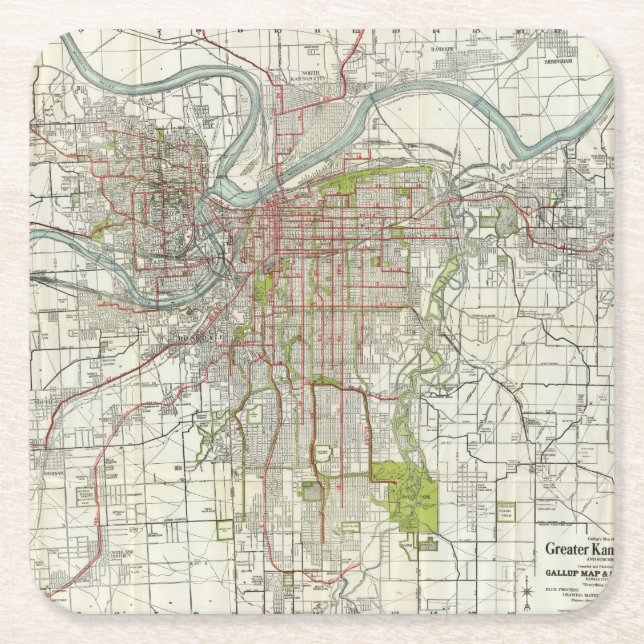 Größeres Kansas City Rechteckiger Pappuntersetzer (Vorderseite)