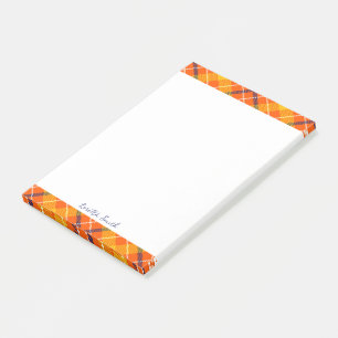 Großes 4x6 benutzerdefiniertes Herbst-Orange Gingh Post-it Klebezettel