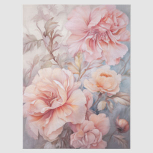 Großes ätherisches rosa Blumenbouquet-Decoupage Seidenpapier