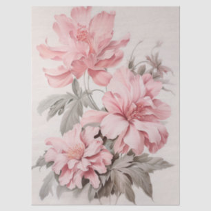 Großes ätherisches rosa Blumenbouquet-Decoupage Seidenpapier