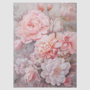 Großes ätherisches rosa Blumenbouquet-Decoupage Seidenpapier
