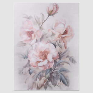 Großes ätherisches rosa Blumenbouquet-Decoupage Seidenpapier