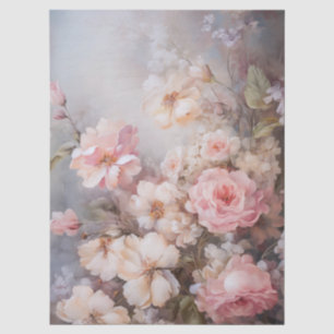 Großes ätherisches rosa Blumenstrauß-Dekoupage Seidenpapier