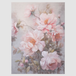 Großes ätherisches rosa Blumenstrauß-Dekoupage Seidenpapier