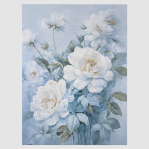 Großes ätherisches weißes Blumenbouquet-Decoupage Seidenpapier